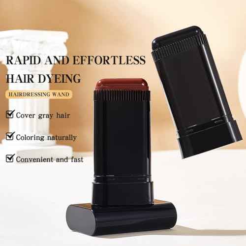 2-in-1 Hair Color Stick & Comb, Long-Lasting Waterproof Color,Sweat-Proof, Quick Root Touch-Up, Coloring Tool ? For Women & Men (2-Pack-BROWNISH BLACK)