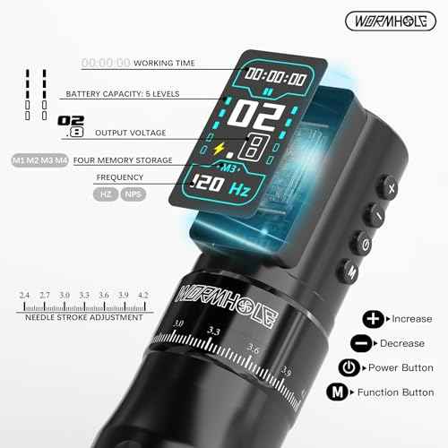 Wormhole Tattoo Gun Kit Xtreme Tattoo Ink Aluminum Alloy Wireless Tattoo Machine with 2Pcs 2300mAh Battery Adjustable Tattoo Pen Rotary Complete Professional Tattoo Kit for Artists - Black