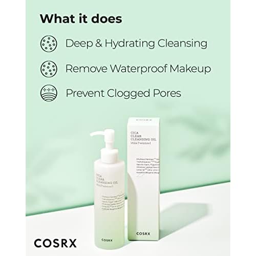 COSRX Pure Fit Cica Cleansing Oil, 6.76 fl. oz / 200ml | Light Weight Oil Purifying Centella for Sensitive Skin | CICA-7 Complex, Jojoba seed oil