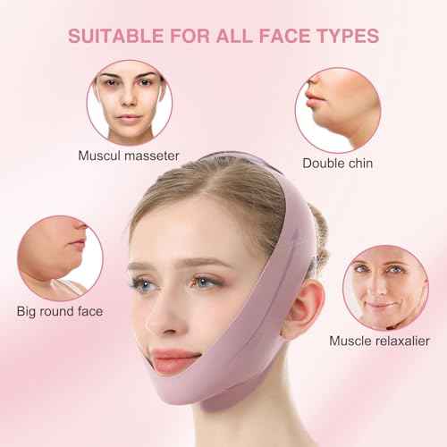 V Line Lifting Face Mask for Sleeping, Reusable Double Chin Reducer for Women, Jaw Exerciser for Face Slimming and Sagging Prevention, Medium