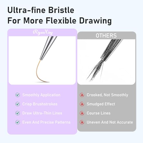 5PCS Nail Art Liner Brushes - Liner Brush For Nail Gel Fine Drawing,Thin Liner Nail Brush Set Size 7/11/15/20/25mm Striper Brushes Christmas Gift for Women