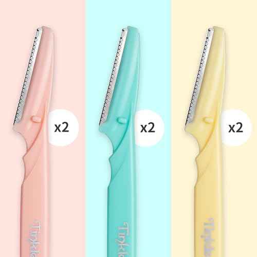 Tinkle Dermaplaning Tool 6ct, Dermaplane Razor for Women, Safe and Easy Peach Fuzz Remover, Eyebrow Trimmer with Protective Cover