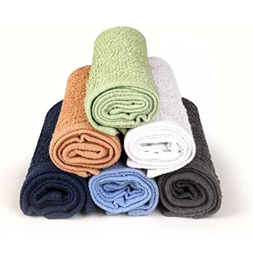 Towel and Linen Mart 100% Cotton - 24 Pack Wash Cloth Set - Flannel Face Cloths, Highly Absorbent and Soft Feel Fingertip Towels (Multi, Pack of 24)