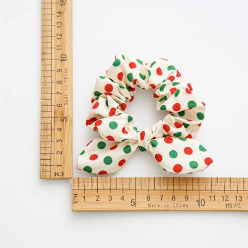 5 Pcs Bunny Ear Hair Bow Scrunchies for Girls Women, Christmas Hair Ties with Bows Snowflake Polka Plaid Hair Ties for Girls Kids Women Cute Scrunchies for Party Gift (8Pcs)