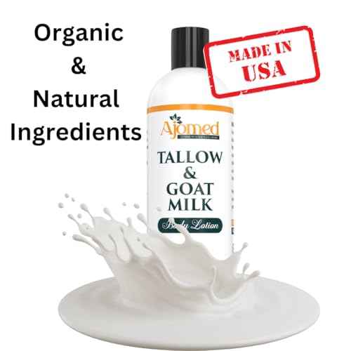 Tallow & Goat Milk Body Lotion for Sensitive Skin, Organic moisturizing Lotion - Soothes Dry skin, Goat Milk face and body Moisturizer - Handmade Tallow for skin cream (12 OZ, Oatmeal & Honey)