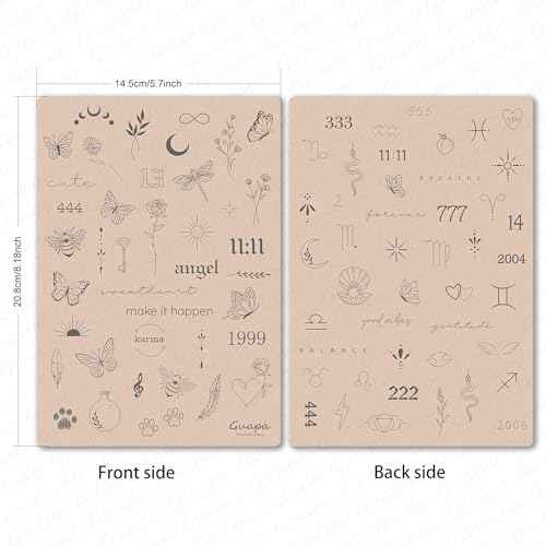 Guapa 3pcs Tiny Tattoo Practice Skin over 80 Unique Stencil Designs Realistic Replication Tattoo Stencil Designs for Real Tattoos (Pink Sheet)