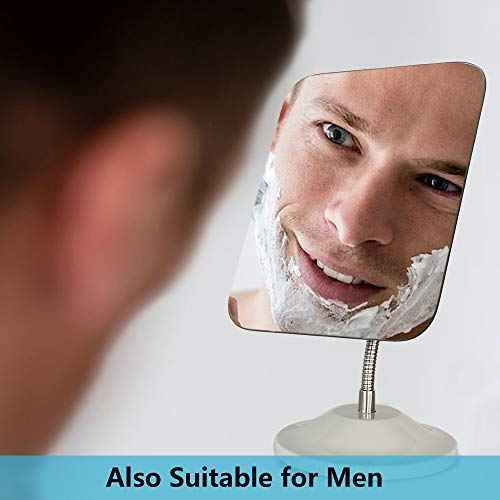 YEAKE Adjustable Flexible Gooseneck Makeup Mirror,360¡ÆRotation Folding Portable Desk Vanity Mirror with Stand Shower Shaving Cosmetic Mirror Square