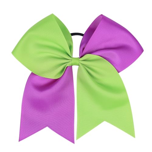 Halloween Hair Bow for Women Girls,7 Inch Large Cheer Bows Ponytail Holder Ribbon Elastic Cheerleading Hair Tie Ponytail Holder Hair Ropes Hair Accessories (Purple Green)