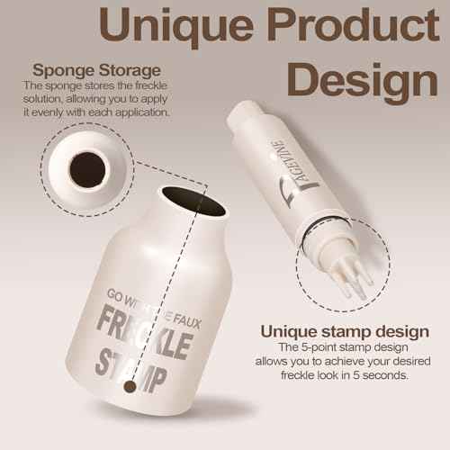 Faux Freckle Stamp Pen, Upgrade Liquid Freckle Pen and 6PCS Gold Glitter Fake Freckles Face Tattoo Set, Waterproof Quick Dry Magic Freckles Tattoo for Makeup and Party, Women Gift Set(Dark)