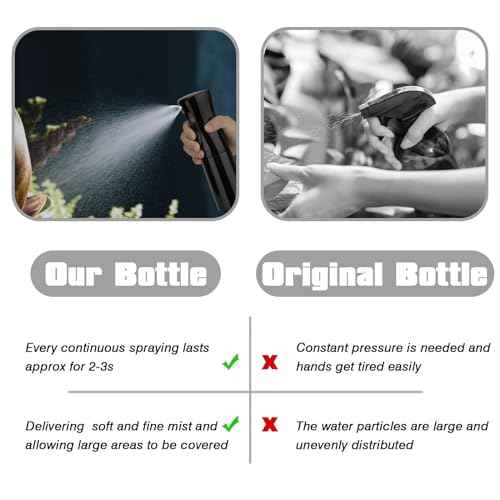 Spray Bottle for Hair (6.8OZ /200ML) Continuous Ultra Fine Mist Sprayer for Hair, Salons, Barber, Plants, Skin Care, Cleaning 2 Pack Black