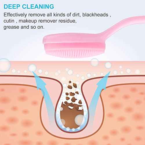 2 Pack Silicone Manual Facial Cleansing Brush, Skin Friendly Waterproof Face Cleaning Scrubber Exfoliator Cleanser for Blackheads Whiteheads Makeup Residues Removal- Blue & Pink