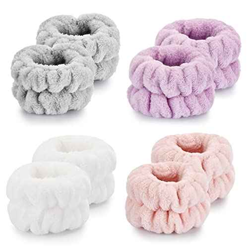 8 Pcs Wrist Towels for Washing Face, Microfiber Wrist Bands for Washing Face, Spa Wristbands for Washing Face, Fluffy Towel Bands, Arm Bands for Washing Face for Woman Children