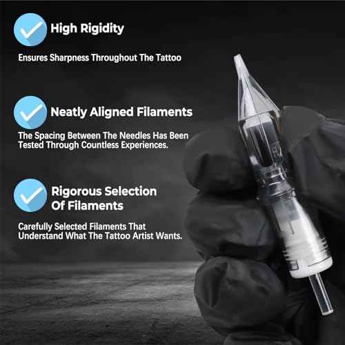 50PCS Assorted Tattoo Cartridges Needles,#12RL RS M1 Round Shader Mixed Size Tattoo Gun Cartridges Needles-5x(1RL 3RL 5RL 7RL 3RS 5RS 7RS 5M1 7M1 9M1) Disposable Tattoo Needles with Membrane