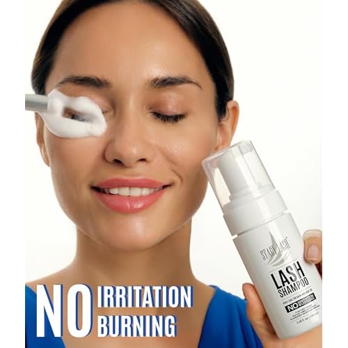 STACY LASH Eyelash Extension Shampoo + Brush / 1.69 fl.oz / 50ml / Eyelid Foaming Cleanser/Wash for Extensions & Natural Lashes/Safe Makeup Remover/Supplies for Professional & Home Use