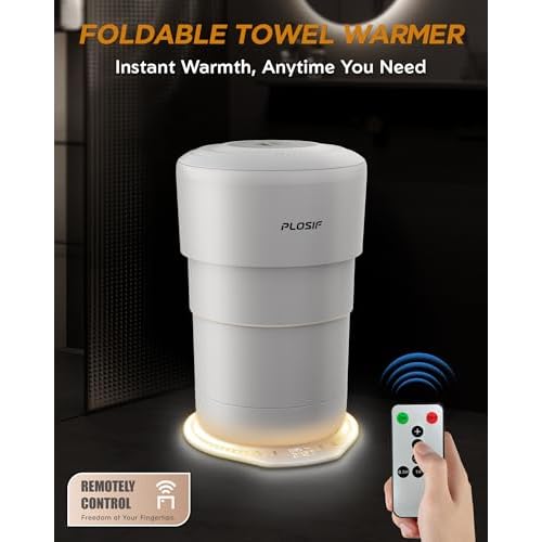 Foldable Towel Warmer for Bathroom, 21L Large Capacity Hot Towel Warmer - Fits 2 Oversized Towels, Blankets, Bathrobes, Spa-Like Towel Heater with 4 Timers, Auto Shut Off and Ambient Lighting