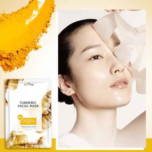 Turmeric Face Masks Sheet for Women,Moisturizes Facial Masks Oil Control,Hydrates, Soothes,Home Spa Facial Sheet Mask For All The Skin£¨12Pack£©