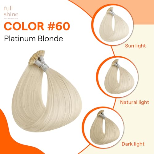 Full Shine U Tip Hair Extensions 22 Inch Color 60 Platinum Blonde Utip Human Hair Extensions Keratin Tip Extensions Real Human Hair 50 Grams Fusion Extensions Remy Hair