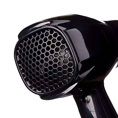 1875 Ceramic Hair Dryer, Powerful Fast Drying, Multi-Setting with Comb Attachment, Additional Detangler Included, Slide Bar Switch, Compact for Home & Travel (Black)