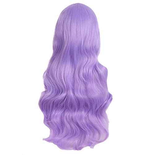 MapofBeauty 28 Inch/70cm Charming Women Side Bangs Long Curly Full Hair Synthetic Wig (Light Purple)