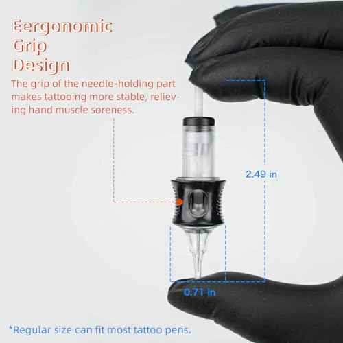 FROTTAGE 16PCS Extreme Tattoo Cartridge Needles 5CM Curved Magnum Standard, Dragoart Professional Tattoo Needles Cartridge Tattoo Supplies for Tattoo Machine Tattoo Pen (1205CM)