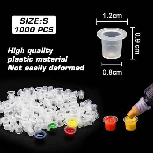 Tattoo Ink Caps - Romlon 1000Pcs Tattoo Ink Cups #9 Disposable Ink Caps Small Tattoo Caps for Ink Tattoo Cups Pigment Ink Caps Tattoo Ink Kit for Tattoo Supplies Tattoo Artists Tattoo Beginners