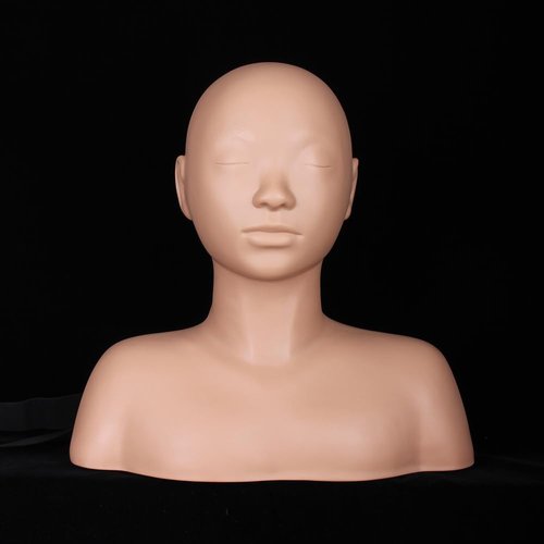Multifunction Massage Makeup Practice Mannequin Head Model Wig Hat Display Soft Touch Silicone Practice Head for Beauty Salon Equipped with Shoulder Massage Head with Fixing Strap (Chocolate)