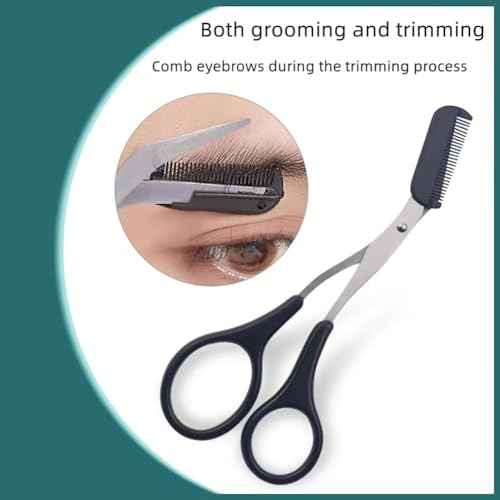 Eyebrow Trimmer Scissors£¬Eyebrows Scissors with Comb(Detachable)£¬ Eyebrows Grooming Tool Designed Specifically for Women£¬Non-Slip Handle Design Eyebrow Trimming Scissors£¨Black£©