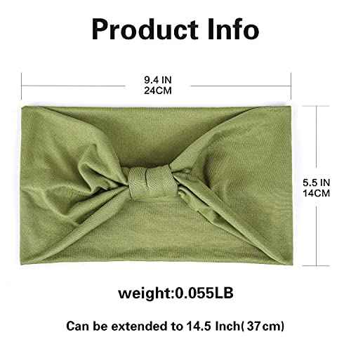 GiLi 6 Pack Wide Headbands for Women Non Slip Soft Elastic Hair Bands Yoga Running Sports Workout Gym Head Wraps, Knotted Cotton Cloth African Turbans Bandana (with 6 Pcs Hair Ties)
