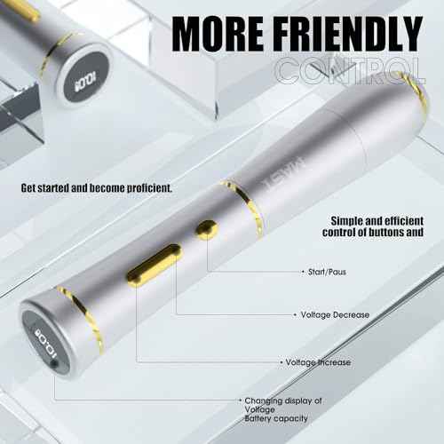 Mast Tattoo P40 Cordless Tattoo Gun Machine Kit - Rotary Tattoo Pen for Eyebrows/Lips/Eyeliner 20Pcs Cartridge Needles Lightweight Slim Body for Artists (Gold)