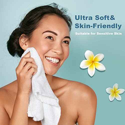 HOMEXCEL Microfiber Washcloths Towel Pack of 24, 12" x 12" Highly Absorbent and Soft Face Towels Wash Cloths for Bathroom, Gym, Hotel and Spa, Fast Drying Multi-Purpose Cleaning Cloth, White