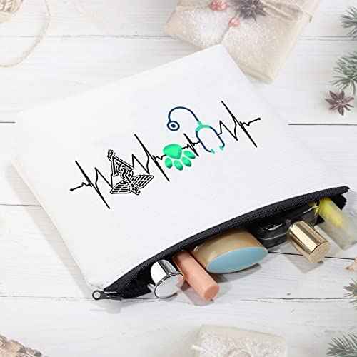 CMNIM Veterinarian Gifts Veterinarian Makeup Bag Vet Cosmetic Bag Vet Tech Gifts for Women Veterinarian Appreciation Gifts New Veterinarian Gifts Travel Bag Pouch (Vet Makeup Bag White)