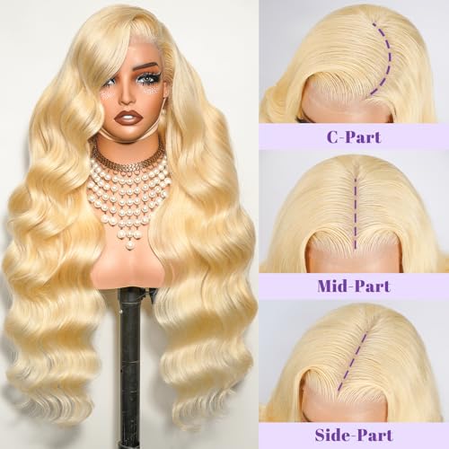 613 13x6 Lace Front Wig Human Hair 200 Density 22 Inch Body Wave 613 Blonde Wig Human Hair 13x6 200 Density HD Lace Front Wigs Human Hair Blonde Pre Plucked for Women