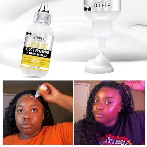 Goiple Wig Glue for Lace Front Wigs, Waterproof Lace Front Wig Glue for Wigs, Strong Hold Transparent Lace Adhesive for Hair Replacement Invisible Hair Bonding Wig Adhesive(1.28 fl oz)