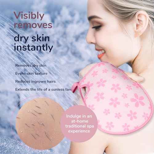 Deep Exfoliating Gloves for Body, Exfoliating Mitt for Shower Ideal for Dead Skin Remover, Dual Texture (Coarse & Fine), Thicken, Non-Slip Inside, Random color (1 Pack)
