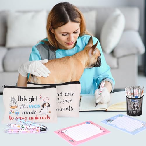 Vet Tech Gifts, Veterinary Gift, Veterinarian Gifts for Women, Veterinarian Appreciation Basket include Makeup Bag Notepad Pens Sticker for Vet Tech Graduate, Veterinary Practitioners