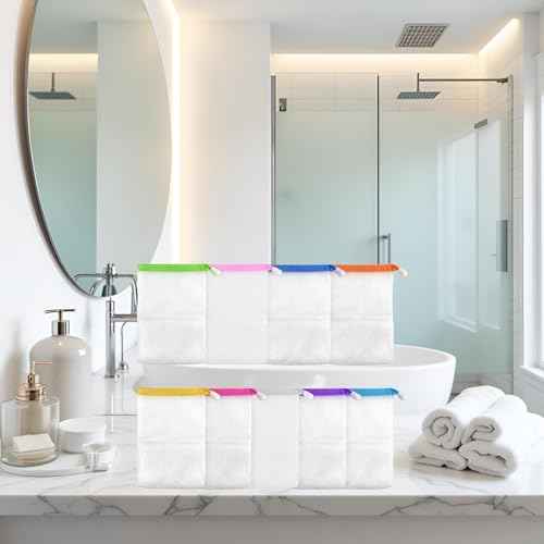 10 PCS Foaming Mesh Bags, Portable Soap Saver Bag Hangable Net Soap Pouches, Nylon Drawstring Bags Shower Foaming Mesh Face Cleansing Tool Cleansers