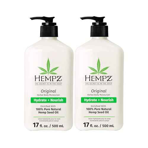 Hempz Original, Natural Hemp Seed Oil Body Moisturizer with Shea Butter & Ginseng, Pure Herbal Skin Lotion for Dryness, Nourishing Vegan Cream, Floral and Banana, 17 Fl Oz, 2 Pack