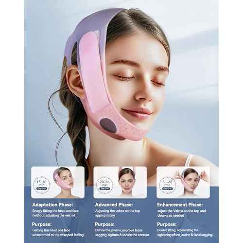 V-Line Sculpting Face Mask ? Silicone Chin Strap for Jawline Tightening & Double Chin Reduction (23-27 Inches) (BLUSH)