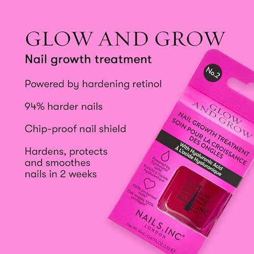 Nails Inc Mini Nail Treatment Duo, Glow & Grow Nail Growth Treatment, Vitamin C Nourishing Cuticle Oil, Strong Nails, Smooth Nails, Promote Nail Health, Ultra Glossy, Cruelty Free, Vegan, 2 Piece Set