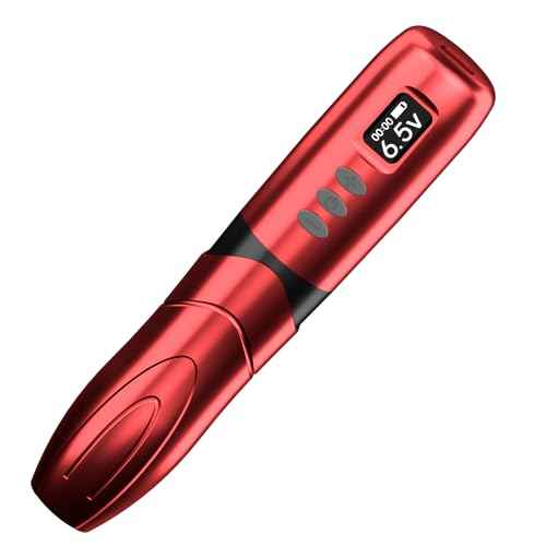 BRONC Magic Wireless Tattoo Machine Rotary Pen Style Supply Coreless Motor 1300 mAh Battery Power (Red)
