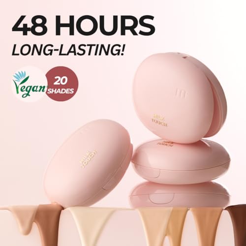 milktouch Cushion Foundation, 24H Flawless Skin, Radiant Shine, No Oxidation, Long-Lasting, Non-Creasing, 60% Hydrating Skincare Infused Korean, Stocking Stuffers, Christmas Gifts (21N Natural Beige)