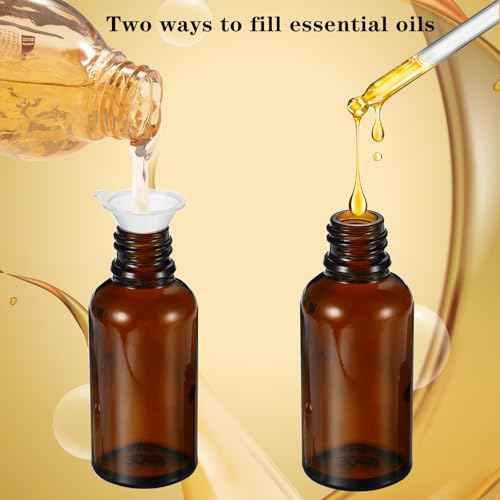 50ML Roller Bottles for Essential Oil, 3 Pack Empty Amber Glass Roller Bottle for Perfume Oil, Roll on Bottles with Stainless Steel Roller Balls, Opener, Funnel and Dropper