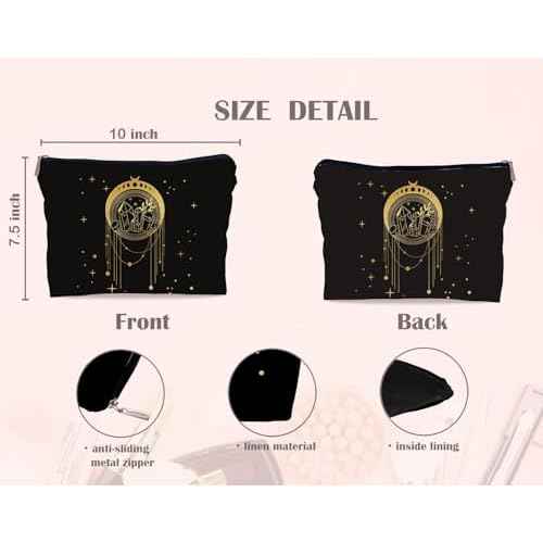 Boho Moon Phase Makeup Bag Cosmetic Bags for Women, Witch Stuff, Witch Gifts for Women, Witch Craft Gifts, Small Makeup Cosmetic Bag for Purse