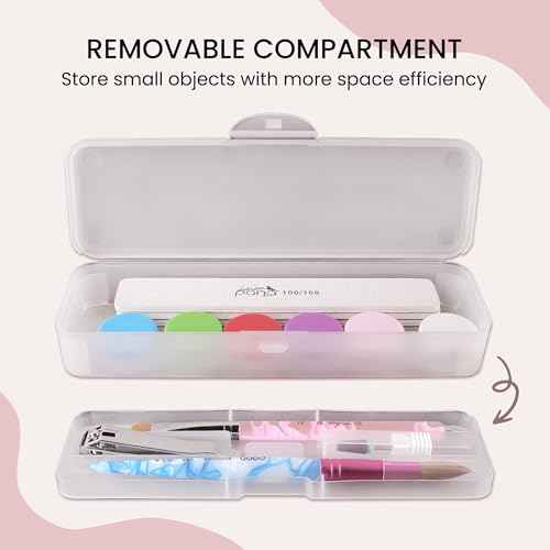 Beauticom Double-Layer Personal Storage Storage Case for Professional Nail Art Pens, Nail Brush, Tools (Frosted White)