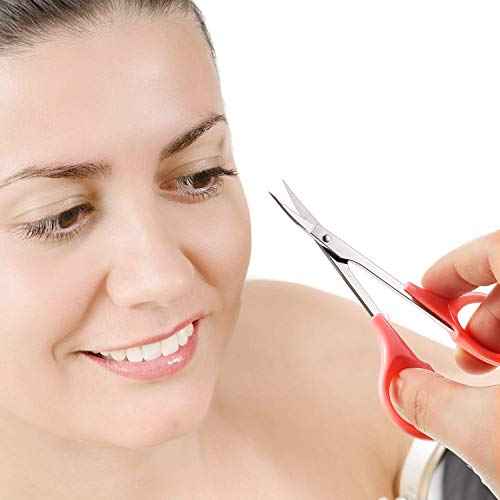 2 Pack Small Scissors 4 Inch Curved Eyebrow Beauty Stainless Steel Trimming Scissors for Eyelash Facial Nose Hair(Pink)