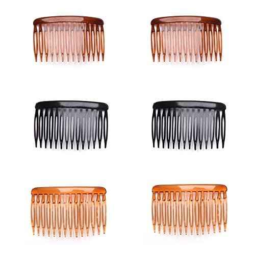 6 Pcs 14 Teeth Hair Side Comb Transparent Twist French Vintage Style Hair Clips Pins Accessories for Women Girls Bridal Wedding Veil Fine Hair