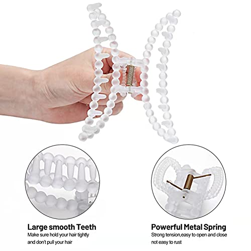 Hair Claw Clips, Nonslip Matte Clear Hair Clips, Large for Thick, Strong Hold Jaw Clamps, Butterfly Claws Hairpins Fashion Hair Accessories for Women (3 Pack)