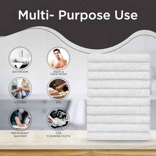 DecorRack 10 Pack 100% Cotton Wash Cloth, Luxurious Soft, 12 x 12 inch Ultra Absorbent, Machine Washable Premium Quality Washcloths, White (10 Pack)