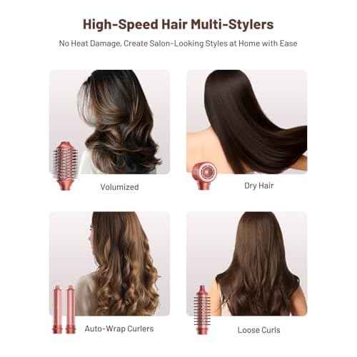 5 in 1 Hot Air Styler & Hair Styler- High-Speed Hair Dryer Brush, Fast Drying Blow Dryer Brush No Heat Damage Multi-Styler Auto Wrap Curlers for Volumizing Curl Straighten Frizz-Free with Travel Bag