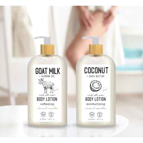 Skin Verse Body Lotion, Goat Milk, Almond Oil Body Lotion, Softening, Almond Vanilla, Coconut, Shea Butter Body Lotion, Moisturizing, Coconut Vanilla, 28 fl. oz. | Home and Body Co